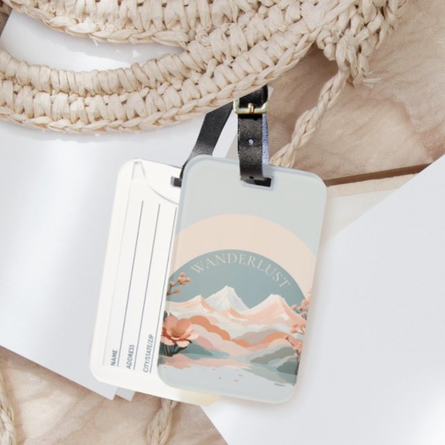 Étiquette À Bagage Belle Wanderlust Mountain Paysage Voyage (Créateur téléchargé)
