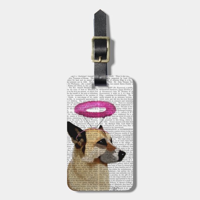 Étiquette À Bagage Berger Allemand Avec Halo Rose (Devant Vertical)