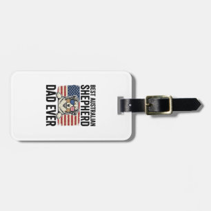 Étiquette À Bagage Berger Australien Papa Patriotique Vintage