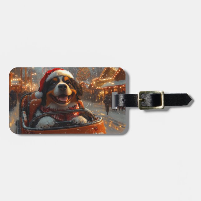 Étiquette À Bagage Bernois Mountain Dog Roller Dessous de verre Noël (Devant horizontal)