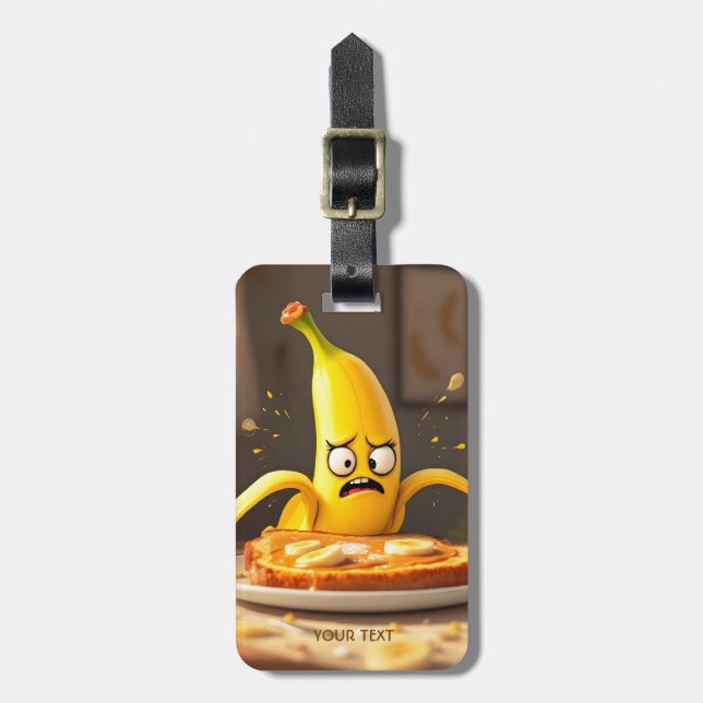 Étiquette À Bagage Beurre mignon Imaginaire Banane Toast (Devant Vertical)