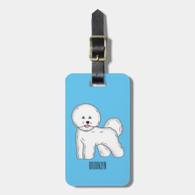 Étiquette À Bagage Bichon frise dog dessin animé (Devant Vertical)