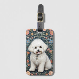 Étiquette À Bagage Bichon Frisé William Morris Inspiré Floral