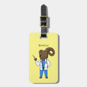 Étiquette À Bagage Bighorn sheep doctor cartoon illustration