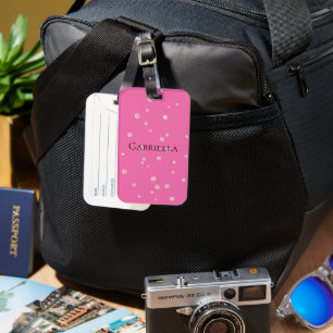 Étiquette À Bagage Bijou étincelant en diamant rose