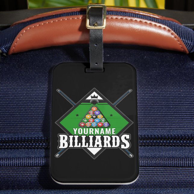 Étiquette À Bagage Billard personnalisé NOM Cue Rack Pool Room (Insitu Rectoal 2)
