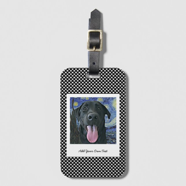 Étiquette À Bagage Black Lab Dog Pet Personnalisé Photo et Texte (Devant Vertical)