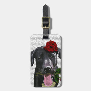 Étiquette À Bagage Black Labrador avec Roses 2