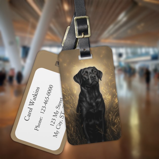 Étiquette À Bagage Black Labrador Retriever Chien Lab (Black Labrador Retriever Dog Lab Luggage Tag)