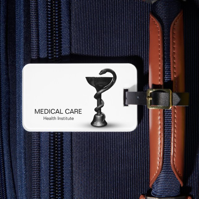 Étiquette À Bagage Black Médicale Bowl Hygieia White Snake Caduceus (Insitu Rectoal 4)