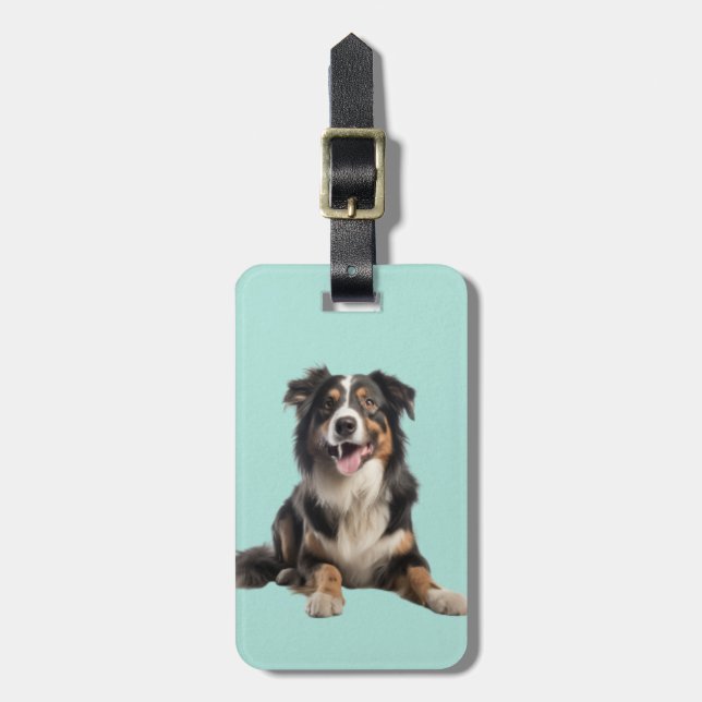 Étiquette À Bagage Black Merle Australian Shepherd | (Devant Vertical)
