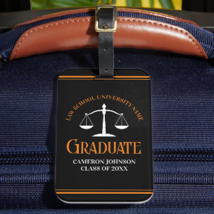 Étiquette À Bagage Black Orange Law School Custom Graduation Party