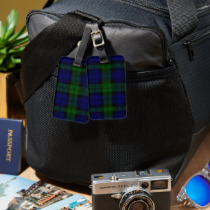 Étiquette À Bagage Black Watch Tartan bleu vert Plaid