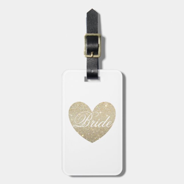 Étiquette À Bagage Blanc de jeune mariée de coeur de parties (Devant Vertical)