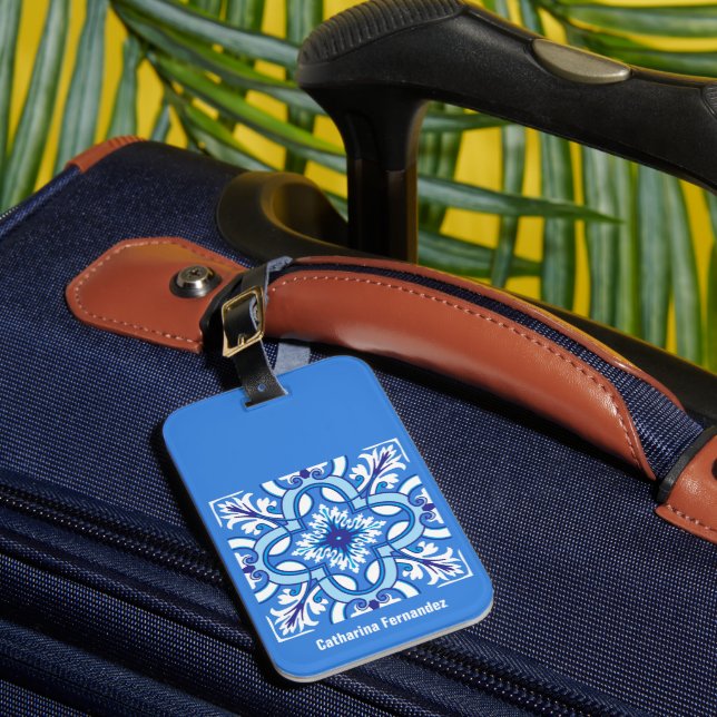Étiquette À Bagage 🤍 💙 Blanc et bleu Porto Azulejos (Insitu Rectoal 1)