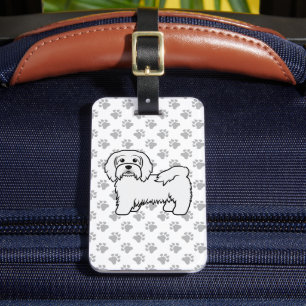 Étiquette À Bagage Blanc Havanais mignon dessin chien et texte person