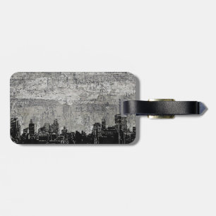 Étiquette À Bagage Blanc noir de Scape de ville urbaine sale