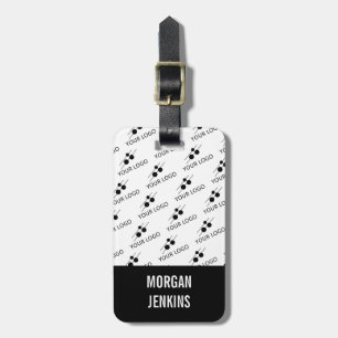 Étiquette À Bagage Blanc Noir Votre Motif Logo Ajouter un nom