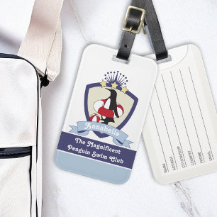 Étiquette À Bagage Blason du club de natation Pingouin de dessin anim
