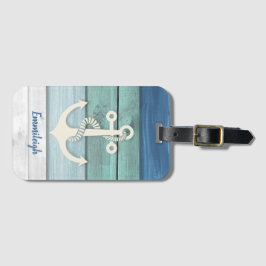 Étiquette À Bagage Bleu bleu bleu marine Ancre en bois détendu