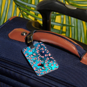 Étiquette À Bagage Bleu Ciel Cerisier Fleur