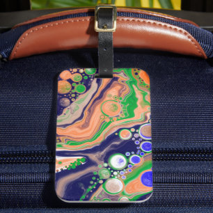 Étiquette À Bagage Bleu, corail et vert pour la peinture Fluid Art