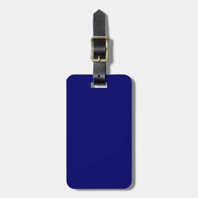 Étiquette À Bagage Bleu de marine foncé avec texte noir (Devant Vertical)