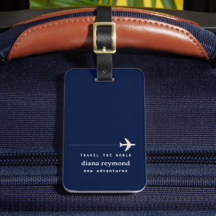 Étiquette À Bagage Bleu de marine simple et personnalisé