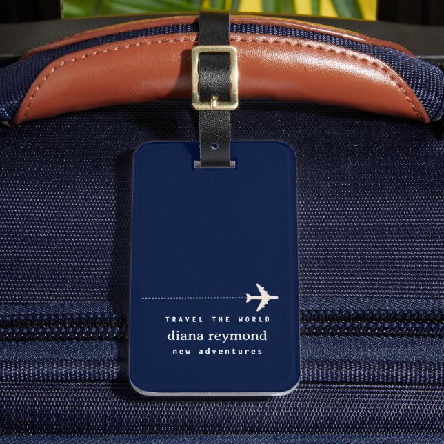 Étiquette À Bagage Bleu de marine simple et personnalisé (Insitu Rectoal 2)
