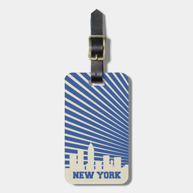 Étiquette À Bagage Bleu de New York City (Devant Vertical)