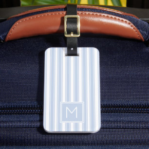 Étiquette À Bagage Bleu doux et blanc rayures de prélèvement Monogram