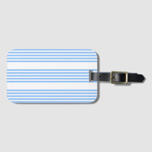 Étiquette À Bagage Bleu et blanc cinq bandes motif