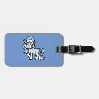 Étiquette À Bagage Bleu givré par neige de licorne de Noël