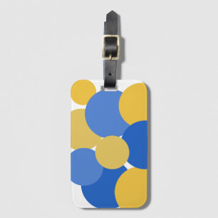 Étiquette À Bagage Bleu, jaune et blanc Pois