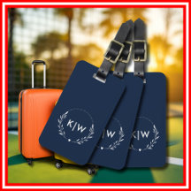 Bleu marine et blanc | Monogramme initiales modern