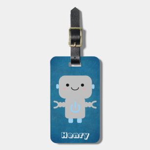 Étiquette À Bagage Bleu mignon de dessin animé avec nom