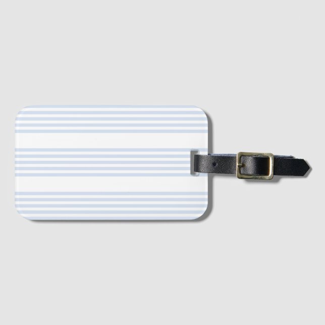 Étiquette À Bagage Bleu pâle et blanc cinq bandes motif (Devant Horizontal)