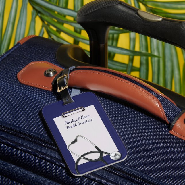 Étiquette À Bagage Bleu Porte - bloc Médicale avec Stethoscope (Insitu Rectoal 1)