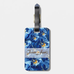 Étiquette À Bagage Bleu rêve, Rose floral Custom bagage étiquette