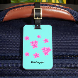 Étiquette À Bagage bleu rose élégant motif moderne