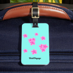 Étiquette À Bagage bleu rose élégant motif moderne