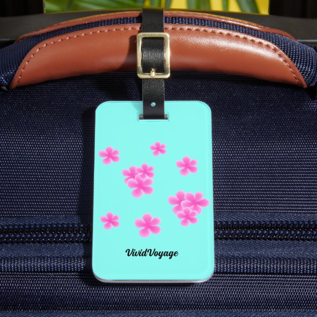 Étiquette À Bagage bleu rose élégant motif moderne (Insitu Rectoal 2)