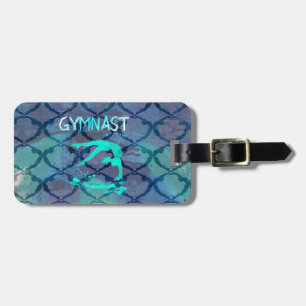 Étiquette À Bagage Bleu tribal de motif de gymnaste
