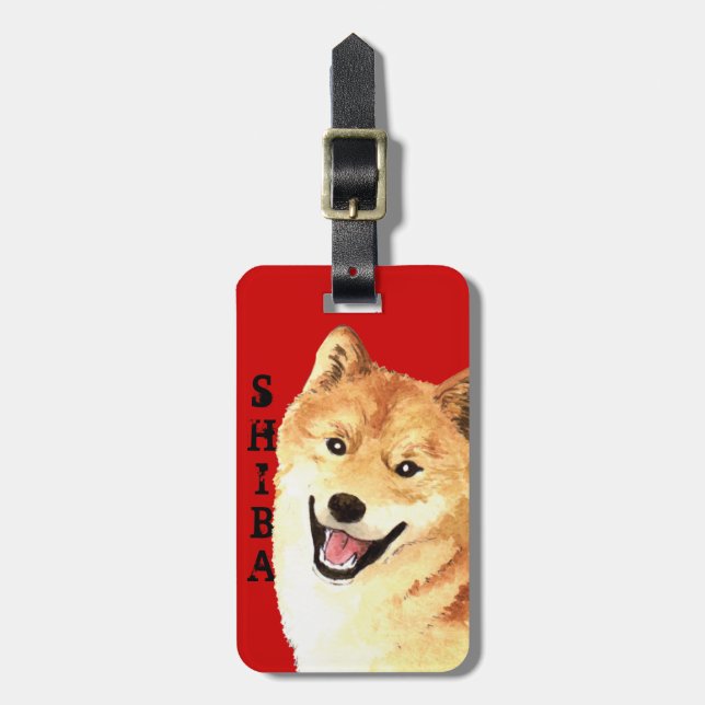Étiquette À Bagage Bloc de couleur de Shiba Inu (Devant Vertical)