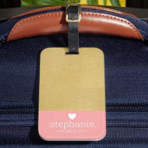Étiquette À Bagage Bloc de couleur moderne avec Monogramme de coeur h