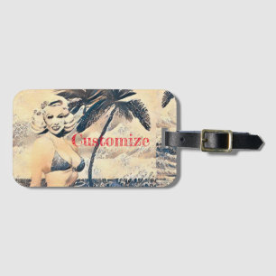 Étiquette À Bagage Blonde Kneeling Modèle de bikini Thunder_Cove