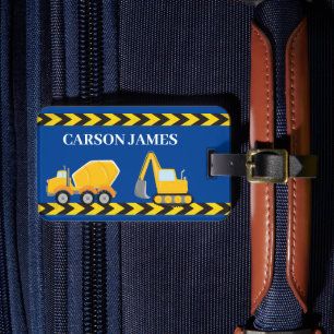 Étiquette À Bagage Blue Construction Camion Garçons Personnalisés Enf