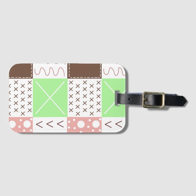 Étiquette À Bagage Boho Brown, Bourgogne, vert et mauve Whimsical (Devant Horizontal)