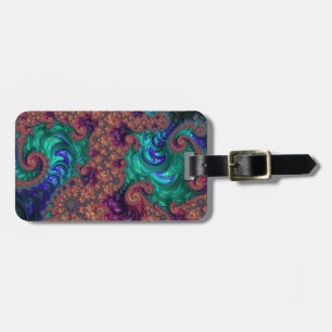 Étiquette À Bagage Boho Groovy Coloré Ton de Bijou Abstrait Fractal