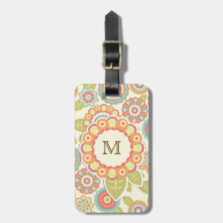 Étiquette À Bagage Boho Retro Fleurs funky Motif Floral (Crème)